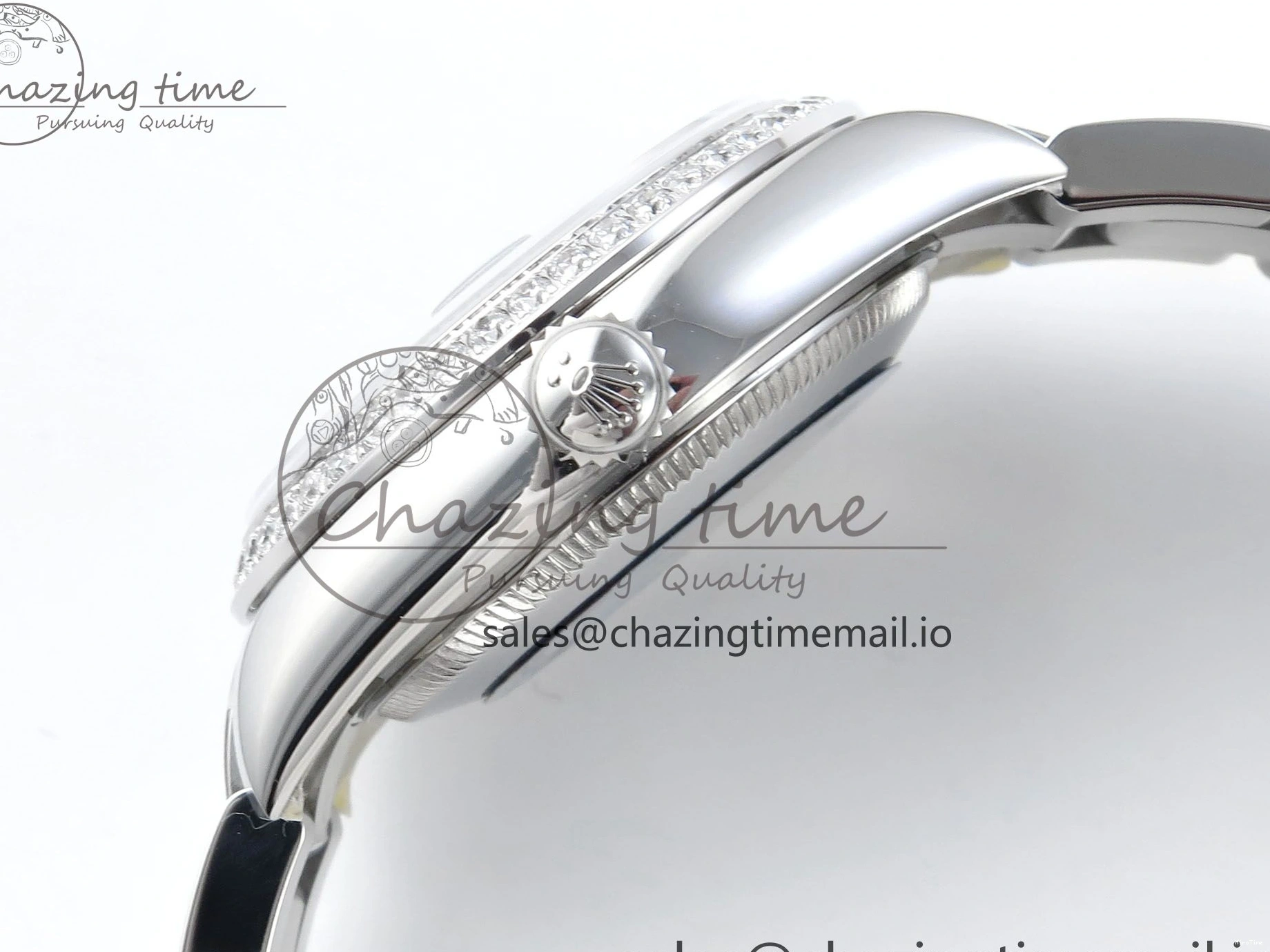 MiroTime 0421 TravelReady DateJust 31 278384RBR ARF 1:1 Best Edition 904L Steel Blue Diamonds Dial Diamonds Bezel on SS Oyster Bracelet ETA 434